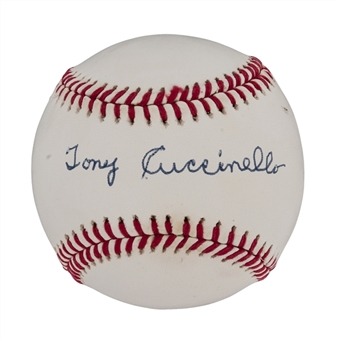 Tony Cuccinello Signed William White Official National League Baseball (JSA)